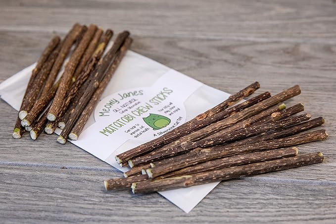 Meowy Janes 20 Ct Mini Matatabi Cat Chew Sticks - an All Natural Silvervine Cat Toy and Treat - Catnip Alternative