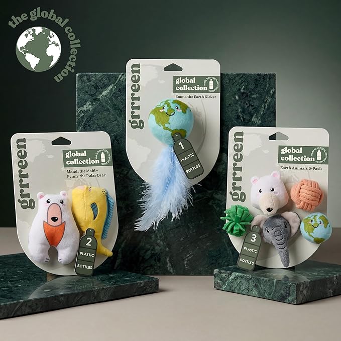 Cat Toys | Plush Mahi Mahi & Polar Bear Stuffed Animal for Cats, Value 2-Pack | Eco Friendly Interactive Cat Toys for Indoor Cats