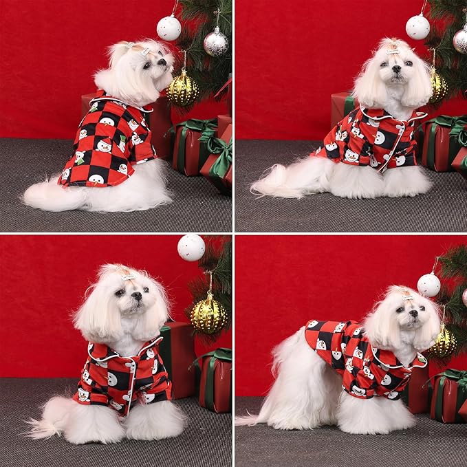 CuteBone Two-Leg Velvet Pet Christmas Pajamas Girl Dog Clothes - Soft, Cozy, and Stretchy Boy Pjs for Small, Medium Dogs and Cats Winter Sleepwear Apparel LTP14XS