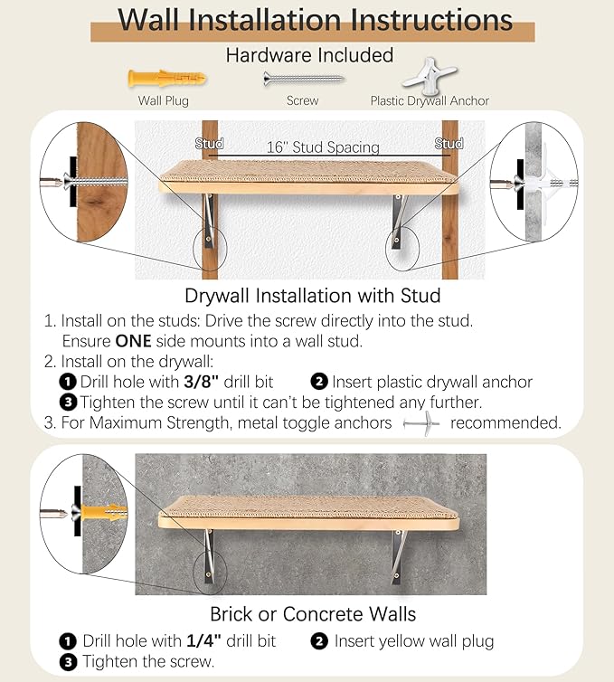 Wall Mounted 1 Pack Cat Shelf with 2 Pcs Two Steps Climber Stairs - Modern Cat Wall Furniture for Climbing, Lounging, and Playing - Perfect Hammock for Indoor Cats or Kitty