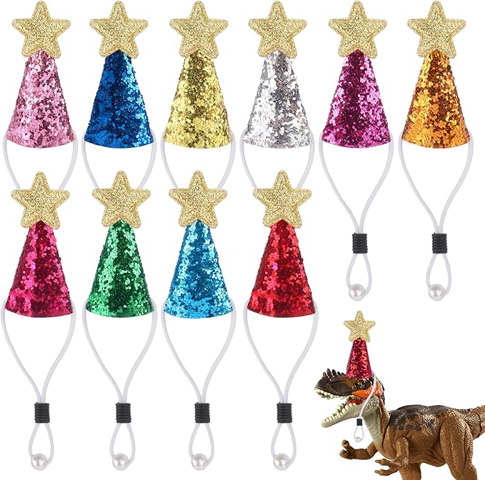 10pcs Mini Party Hats for Stuffed Animals Dog Cat Birthday Party Hat Rabbit Dinosaur Toy Animals Hat Pet Grooming Costume Accessories