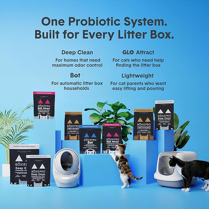 Boxie Glo Clumping Clay 30 Day Odor Control Cat Litter, 99.9% Dust-Free, Low Tracking, UV Light Attractant, 16 lb