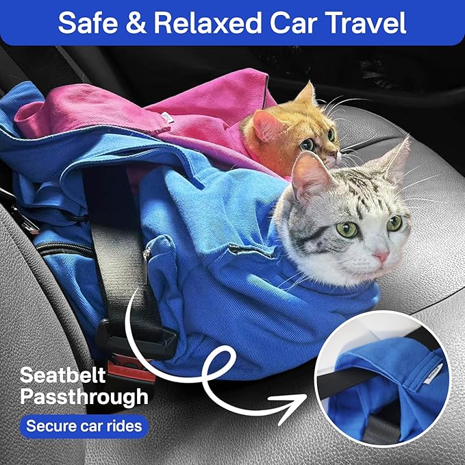 Cat Carrier Pouch for Medium Cats 10–20 lbs, Soft Cat Carrier with Upgraded Adjustable Strap, Durable Cotton Cat Bag for Nail Trimming, Medication & Vet Visits – Lavender