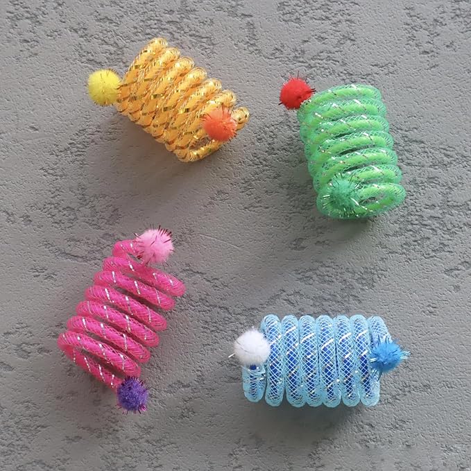 Hemsyc 3 PCS Cat Springs Colorful Interactive Cat Toy Plastic Coil Spiral for Kitten