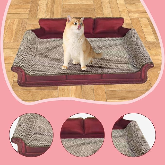 Cat Scratcher Sofa Bed Cat Scratching Board Home Furniture Protector Pet Bed Scratching Mat for Cats, Red