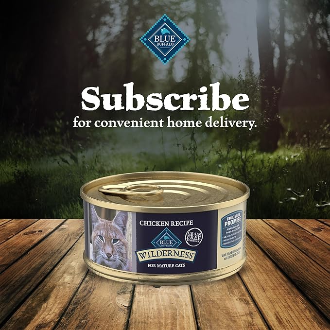Blue Buffalo Wilderness High-Protein Grain-Free Wet Food for Adult Cats 7+,Chicken Recipe,5.5-oz.,(Pack of 48)