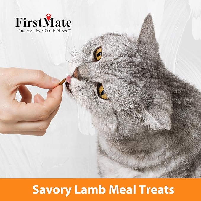 FirstMate Savory Lamb Formula Cat Treats – Grain Free, High Protein, Limited Ingredient, Low Calorie Training Reward – 3 oz Bag