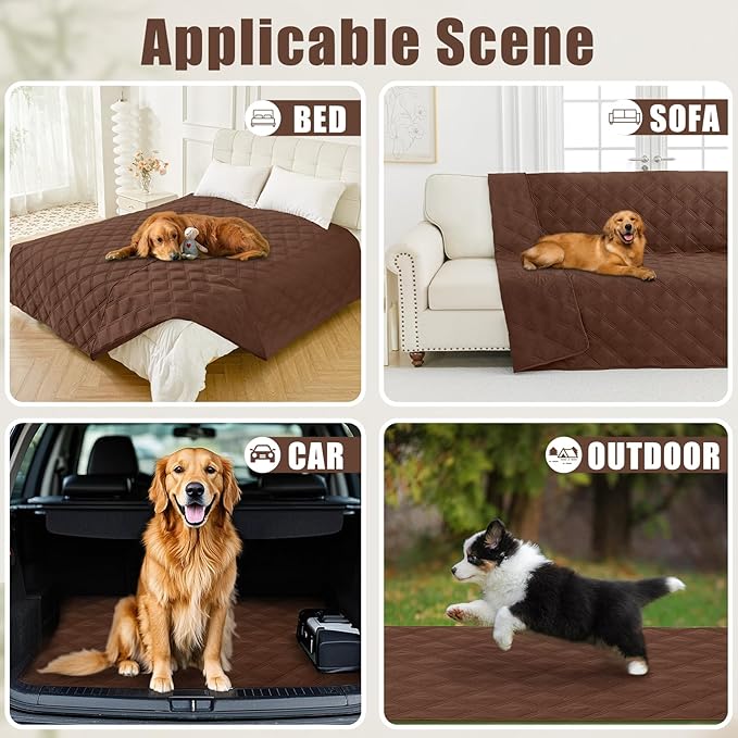 Smiry Waterproof Dog Bed Cover Blanket 40x50, Soft Reversible Pet Blanket, Washable Leakproof Cats Dogs Couch Cover for Sofa, Couch, Furniture, Brown/Brown
