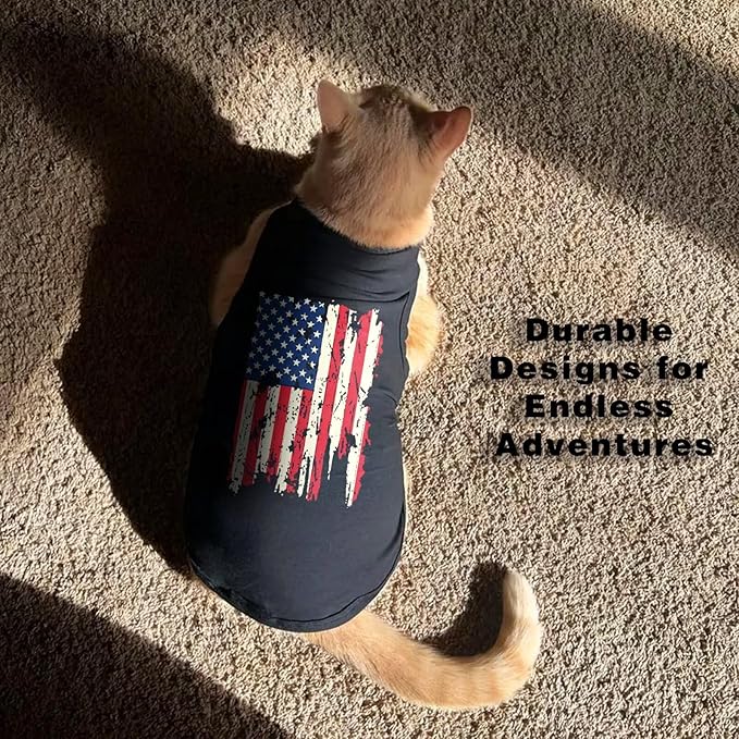 American Flag Inspired Dog Vest: Perfect Dog Shirt, Ideal Tank Top for Everyday Wear, Independence Day Celebrations Quality Materials Cute and Stylish Look Battle Damaged Dark Blue 3XL