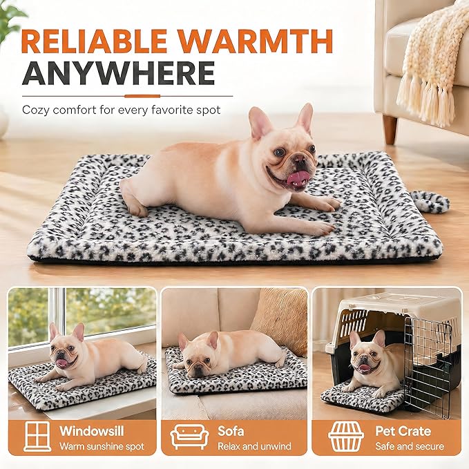 Self Warming Cat Pad for Cats and Dogs, Non Electric Thermal Pet Mat, Washable Soft Sleeping Mat with Non Slip Backing, Indoor & Sheltered Outdoor Use, 30 x 24 in, Black/White