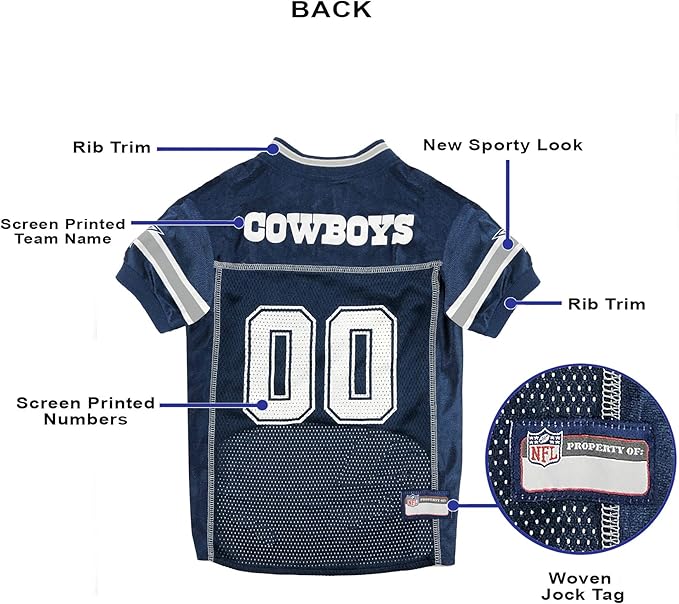 Pets First NFL Dallas Cowboys Dog Jersey, Size 3X-Large, Football Shirt Costume for Pet, Dog Sports T-Shirt, NFL Team Clothing for Cats, Licensed Pet Apparel Available in 7 Sizes and 32 Teams