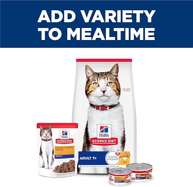 Hill's Science Diet Adult 7+ Wet Cat Food, Turkey Minced, 5.5 oz. Cans, 24-Pack