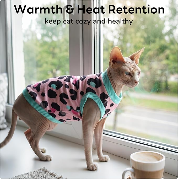 PUMYPOREITY Sphynx Cat Clothes - Soft & Stretchy Sweater Shirt, Pink, XS