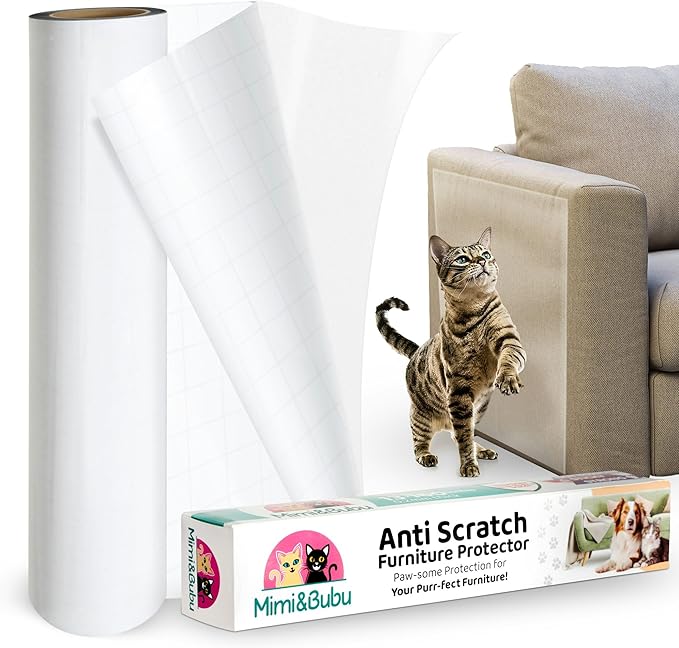 Mimi&Bubu [New Glue Extra-Thick BPA-free] Anti Scratch Furniture Protector(160" x 13"), Single-Sided Sticky Couch Protector for Cats and Dogs, Couch Corner Guard from Claws, Cat Scratch Deterrent Tape