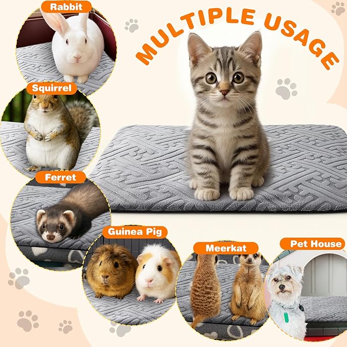 2 Pcs Winter Self Warming Cat Bed, Self Heating Cat Dog Pad 20 x 16 Inch Outdoor Warm Thermal Mat Pad with Removable Cover Non-slip Bottom Washable Reflects Body Heat for Indoor Small Dog(Grey)