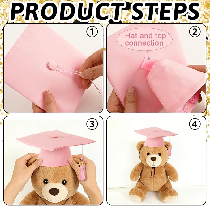 JULMELON Pet Graduation Caps with 2026 Pink Tassels, Dog and Cats Graduation Pink Hats Adjustable Mini Graduation Caps for AKC Graduation Photo Props Holiday Costume Accessories