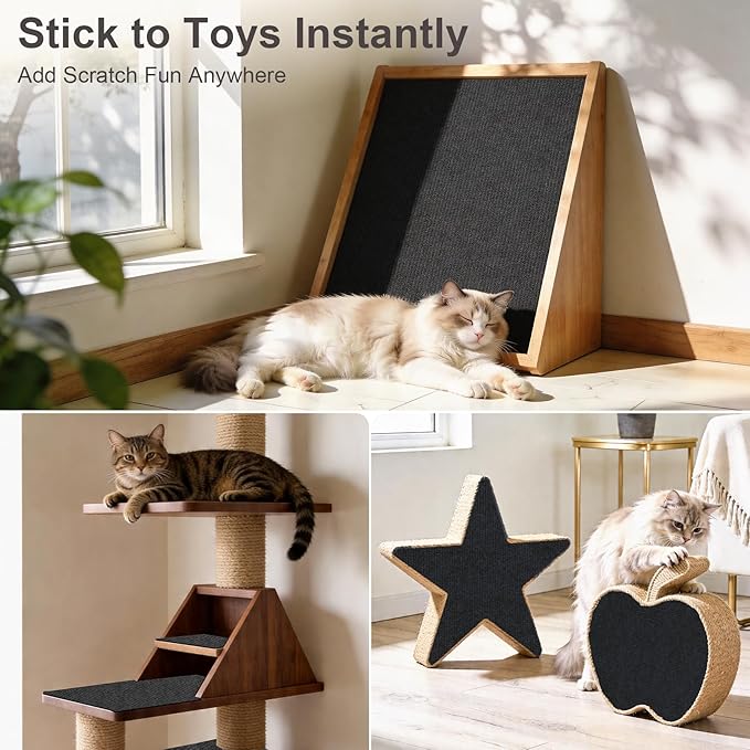 Cat Scratch Furniture Protector, 78.7"x15.7" Trimmable Self-Adhesive Cat Scratching Mat, Corner Couch Protector from Cat Claws, DIY Anti-Scratch Pad Rug for Sofa, Wall & Door, Dark Gray