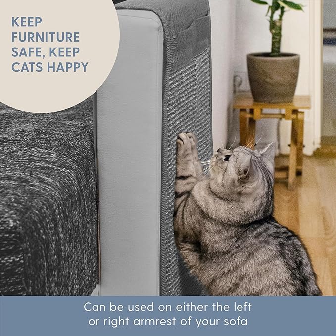 The Cat Ladies Cat Scratch Furniture Protector Mat - Couch Protector from Claws - Anti Scratch Furniture Protectors from Cats Scratching - Sisal Scratcher Pad with Pocket - Grey