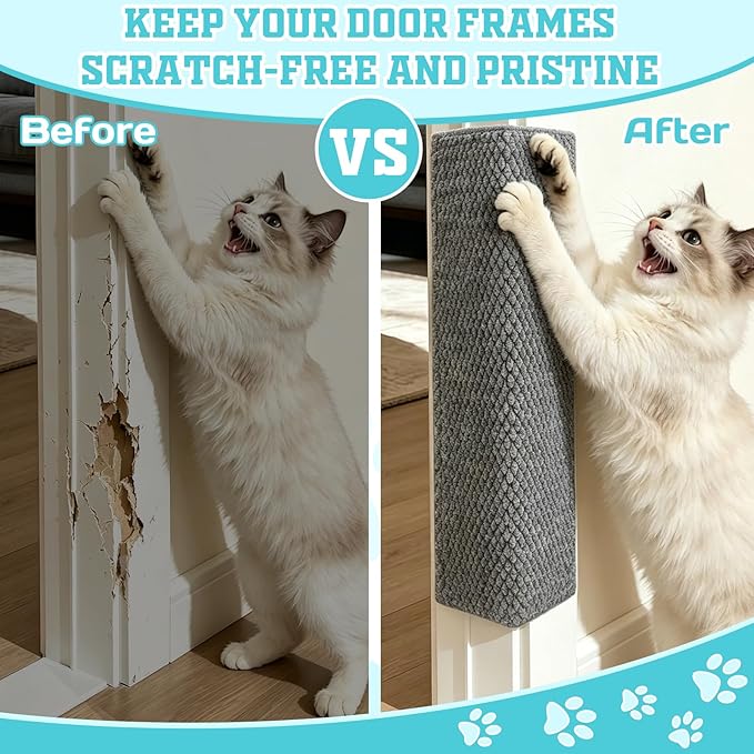 Door & Wall Corner Cat Scratcher, Grey 19.68x7.8 Inch Scratch Pad for Cats, Corner Scratchers for Indoor Cats