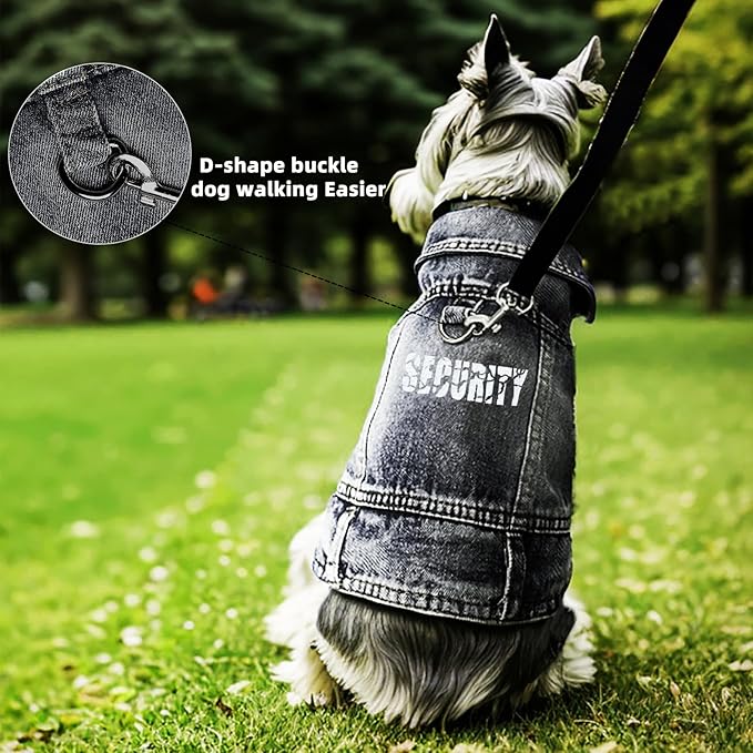 Dog Jeans Black Security Jacket Denim Pet Coat for Puppy Small Dogs Cotton Classic Overalls Male Cat Costumes Sleeveless Washed Vest Clothes Outfit T-Shirts（Medium）