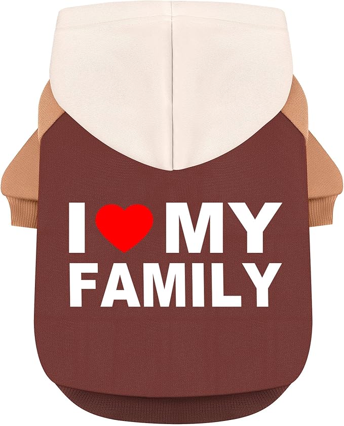 Fashionable Dog Hoodie – Soft & Warm Dog Sweater with Leash Hole,Pet Hooded Sweatshirt for Cats and Dogs with Broad Chests (e.g., French Bulldogs, Pitbulls) (Brown(Family), Small)