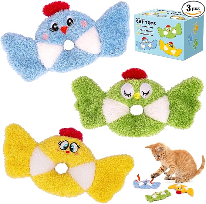ETEKYER Cat Toys Bird, Crinkly Catnip Toys for Cats Soft and Durable, Interactive Indoor Cat Nip Kitten Kicker, Promotes Kitty Exercise