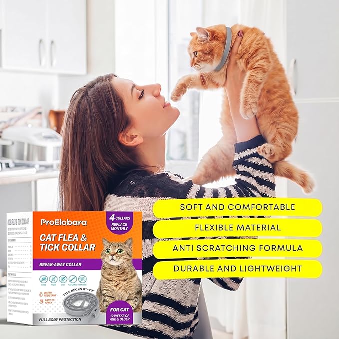 Flea Tick Prevention Collars for Cats: Essential Oil-Based Collar for 4 Month Support - Natural Fleas Ticks Breakaway Collar for Large & Small Cat, Outdoor Fleas Ticks Control for Kittens