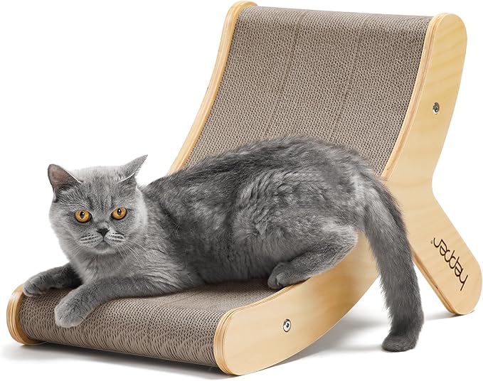 Hepper Hi-Lo Cardboard Cat Scratcher with Real Wood & Metal Frame - 3-Position Cat Scratchers for Indoor Cats - Curved Cat Scratching Board Activates Muscles - Cat Scratching Post for Large Cats