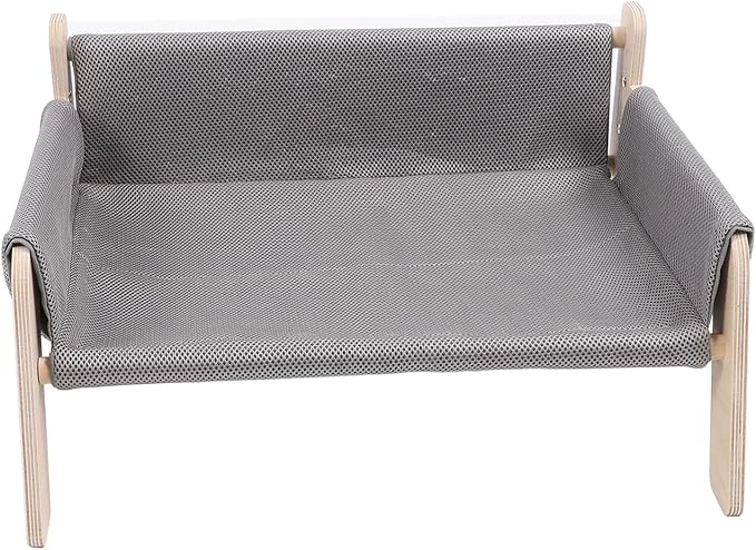 Cat Hammock, High Strength Pine Wood Minimalist Design Elevated Multifunctional Cat Furniture, Elevated Bed with for Cats Kittens and Puppies (Grey)