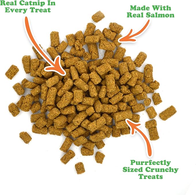 Meowijuana Crunchie Munchie Catnip Treats | Salmon Trio | Made with Organic Catnip | Produced in The USA | Low Calorie Cat Snack