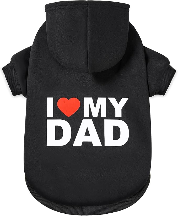 Dog Sweater Dog Hoodie Cold Weather Dog Coat Hooded Sweatshirt for Puppies,Cats, Small Medium Large Dogs (XX-Large, Black (I Love My Dad))