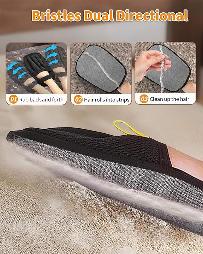 Pet Hair Removal Glove for Dogs & Cats, Upgraded Five-Finger Electrostatic Design, Reusable & Washable Fur Remover for Clothing, Couch, Carpet & Car Seats, Grooming Tool for Dogs & Cats (1 Pack)