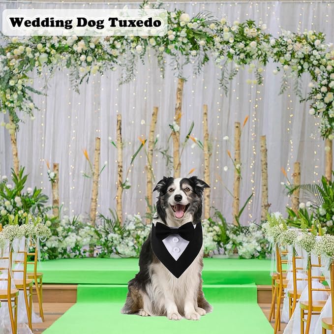 Formal Dog Tuxedo, Wedding Pet Bandana Birthday Dog Tux Costume Puppy Outfit Adjustable Collar with Bowtie, Dog Clothes for Small Medium Dogs Cats, Dog Wedding Attire Party Clothing Apparel (X-Large)
