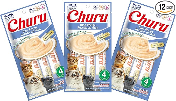 INABA Churu Tuna Recipe Lickable Purée Natural Cat Treats 12 Tubes