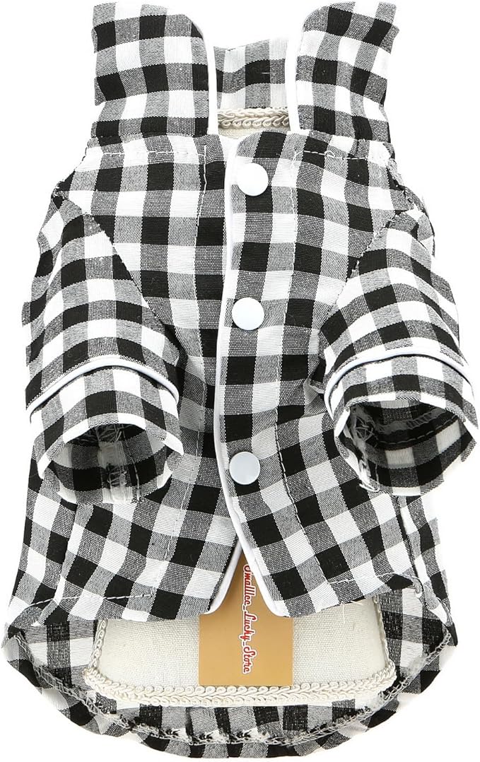SMALLLEE_LUCKY_STORE Dog Pajamas for Small Medium Dogs Cats Soft Pet Sleepwear Shirts Comfortable Lapel Pjs Loungewear Clothes Bulldog Chihuahua Yorkie Two-Legged Outfit, Black, 5XL