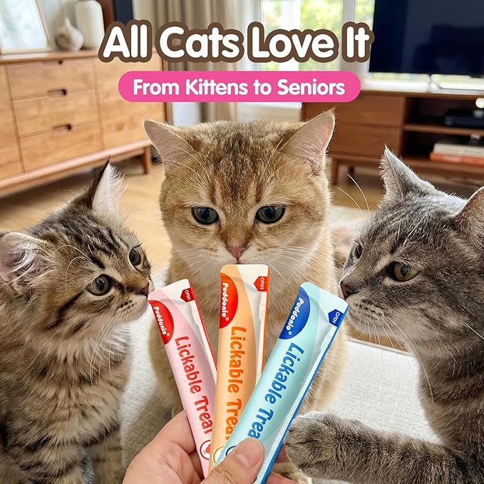 Lickable Cat Treats, High-Meat Puree, Grain & Gum Free, High Protein, No Additives, 0.5oz Tubes (Pack of 20)