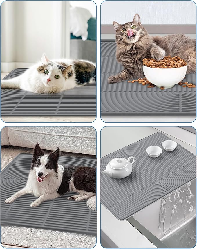 Silicone Cat Litter Mat XL, 47'' x 35'', Extra Large Waterproof Trapping Mat for Litter Box, Easy Clean & Non-Slip
