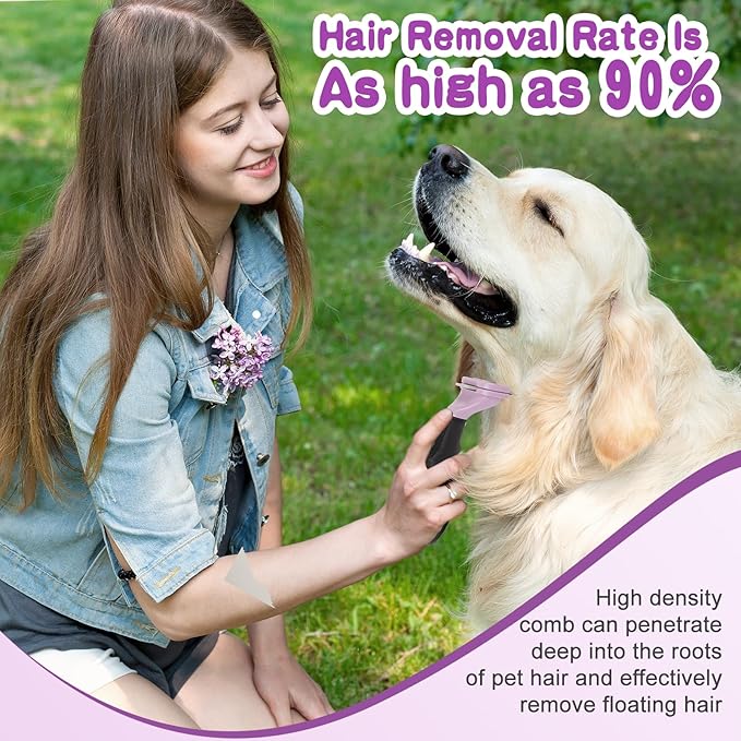 Pet Grooming Brush for Dogs and Cats, Effectively Reduces Shedding by Up to 96%, Self-Cleaning, Long or Short Hair Remover for Small Dogs & Cats(Pink)