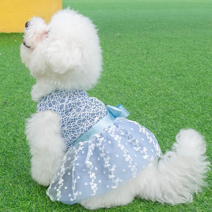 CuteBone Dog Birthday Dress Girl Puppy Skirt Tutu Cat Wedding Outfit Pet Party Clothes for Small Dogs Costume DD22S