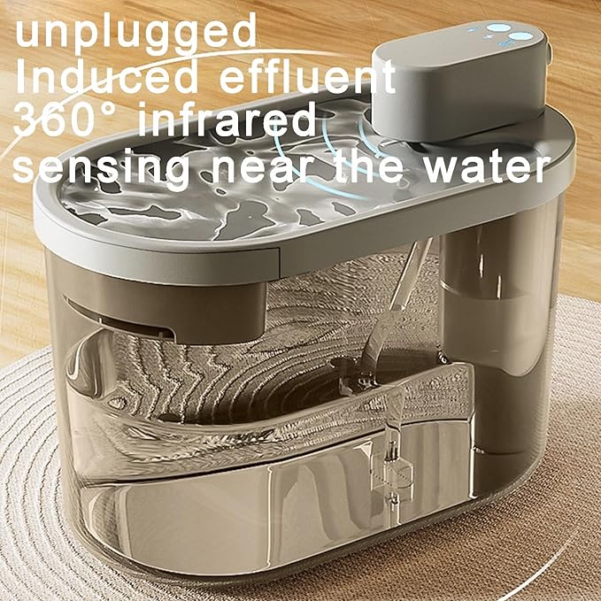 Smart Pet Water Fountain, 5000mAh Lithium Battery, Wireless Convenience, Silent Design, Suitable for Cats and Dogs