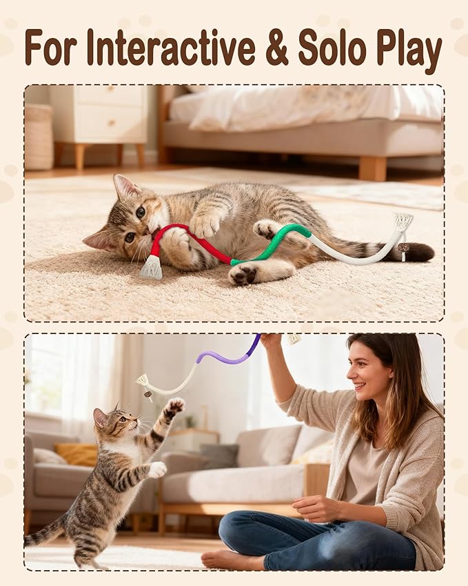 Cat Chew Rope Toys 6Pcs with Catnip, Indoor Cat Teething Toys for Kittens, Interactive Catnip Kitty Toys for All Breeds (3PCs Chew Rope & 3PCs Silvervine Sticks)