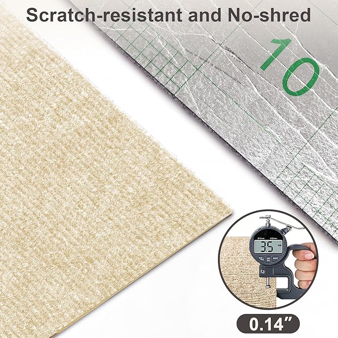 Cat Scratch Furniture Protector, 78.7"x15.7" Trimmable Self-Adhesive Cat Scratching Mat, Corner Couch Protector from Cat Claws, DIY Anti-Scratch Pad Rug for Sofa, Wall, Floor & Door, Beige