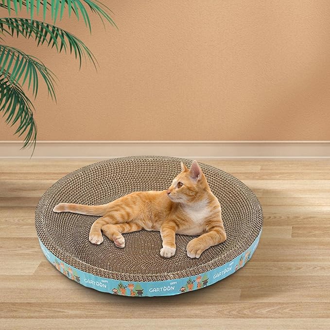 Cats Scratcher Cardboard Cat Scratcher Bed Couch Lounge Training Toy Cardboard Cat Bed Corrugated Scratch Pad for Carpets Protect Furniture, Round Giraffe 43cm