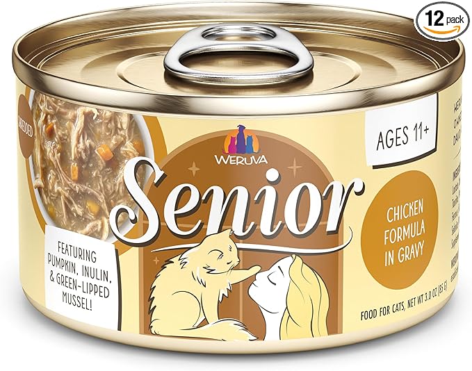 Weruva Senior Cat Food, Chicken in Gravy, 3oz Can, Pack of 12