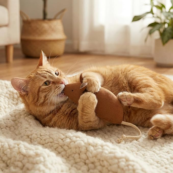 Catnip Mice Toys for Cats, 6PCS Large Interactive Fabric Mouse Toys for Indoor Adult Cats & Kittens, Encourages Cuddling, Kicking, Chasing, Playing and Chewing
