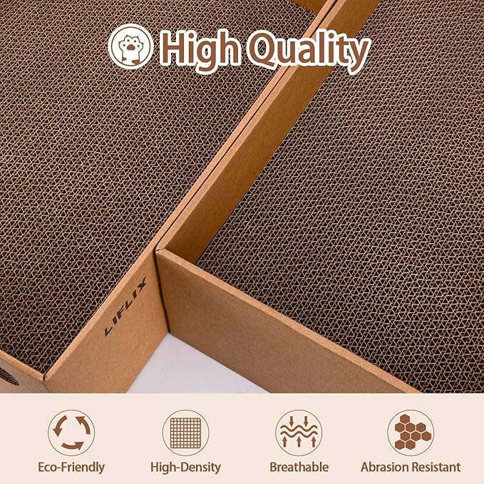 LIFLIX Cardboard Cat Scratcher with 2 Boxes, 6PCS Reversible Cat Scratch Pads in Large Cat Scratcher Box, 17.1" ｘ13.2 ｘ6.1