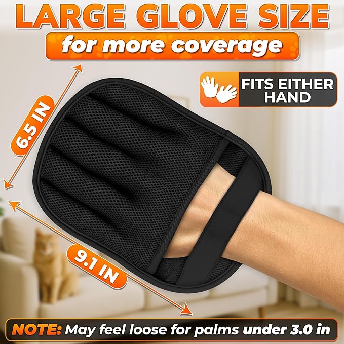 Cat Hair Remover Glove – Electrostatic Five-Finger Fur Remover for Cats & Dogs, Reusable Polyester 9.25"x6.69" for Couch, Carpet, Car Seat, Furniture & Clothing, Quick Pick-Up for Simple Tidying