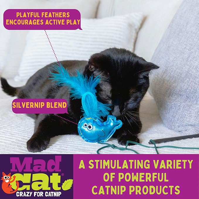 Mad Cat SAS-Sea Wand Catnip and Silvervine Teaser Cat Toy, for Hunting Instincts