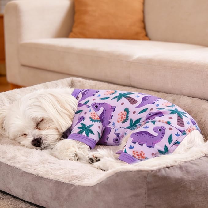 Dog Summer Pajamas Onesie Soft Breathable Puppy Jumpsuit Lightweight Dog Clothes for Small Medium Dogs Cat Pet Clothes(Purple, Medium)