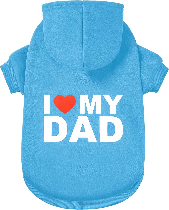 Dog Sweater Dog Hoodie Cold Weather Dog Coat Hooded Sweatshirt for Puppies,Cats, Small Medium Large Dogs (Blue(I Love My Dad), X-Large)
